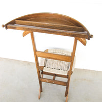 Hans Wegner Style Mid-Centry Valet Chair with Woven Storage Bench Seat