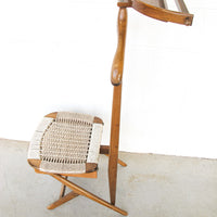 Hans Wegner Style Mid-Centry Valet Chair with Woven Storage Bench Seat