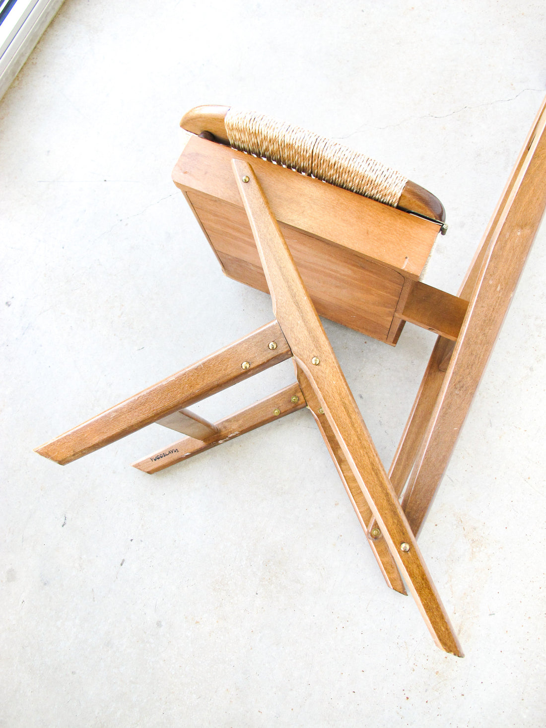 Hans Wegner Style Mid-Centry Valet Chair with Woven Storage Bench Seat