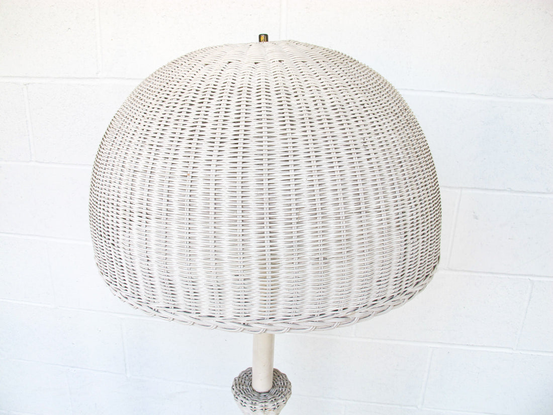 Art Deco style White Wicker Floor Lamp