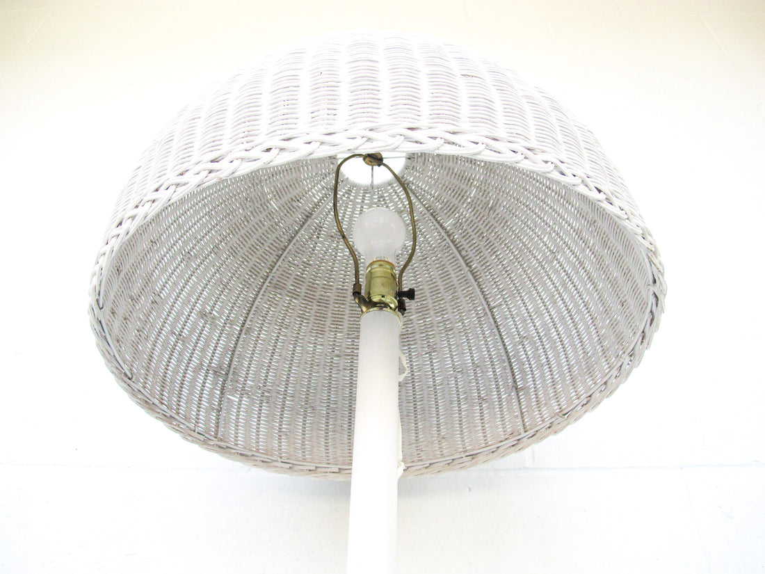 Art Deco style White Wicker Floor Lamp