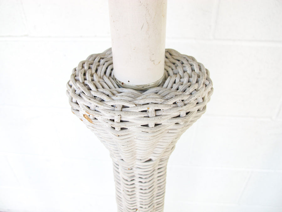 Art Deco style White Wicker Floor Lamp