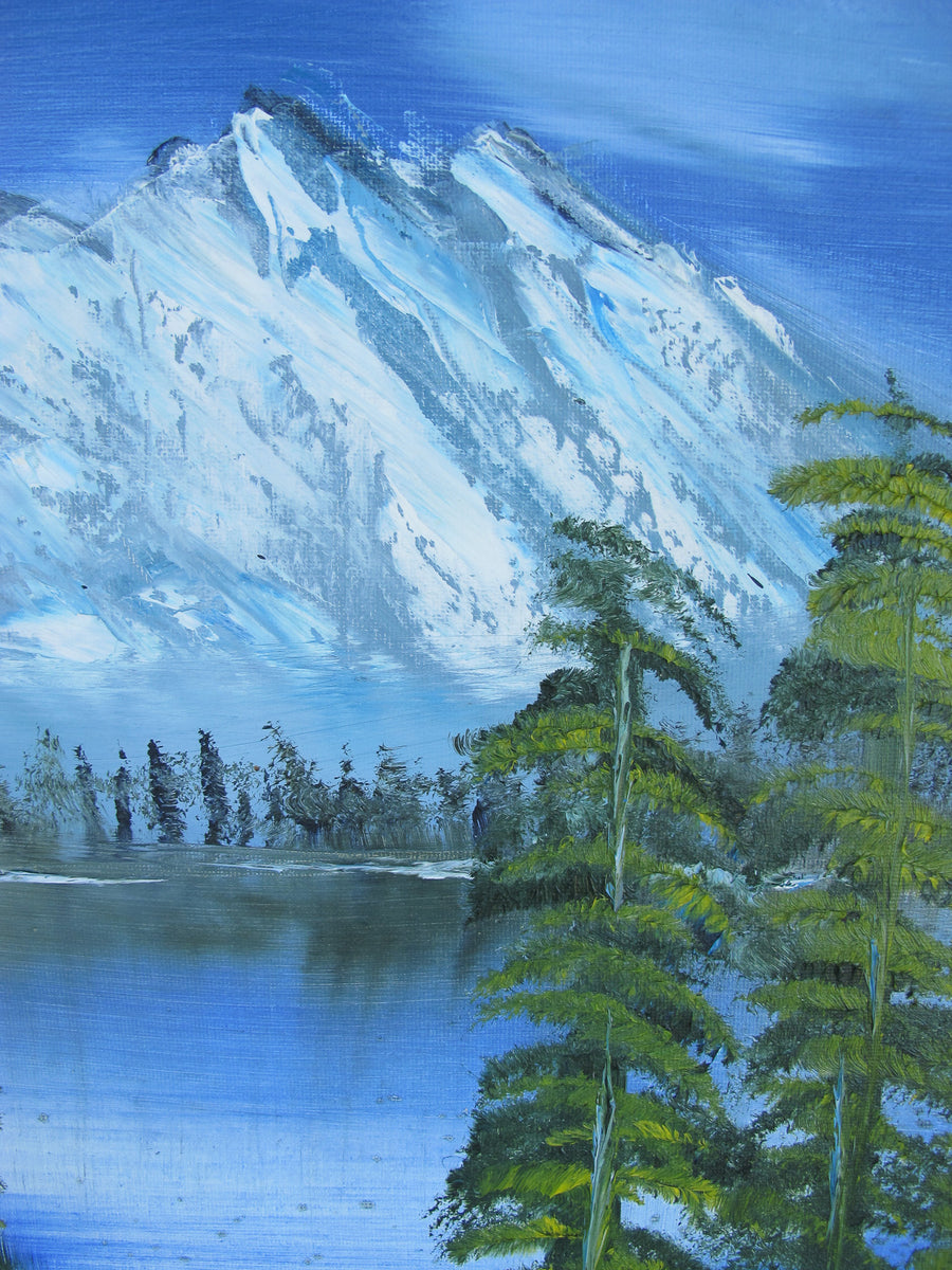 Vibrant Mountainscape Painting with Lake Unsigned