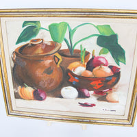 Moody Colorful Still Life Painting Framed and Signed A. Fall