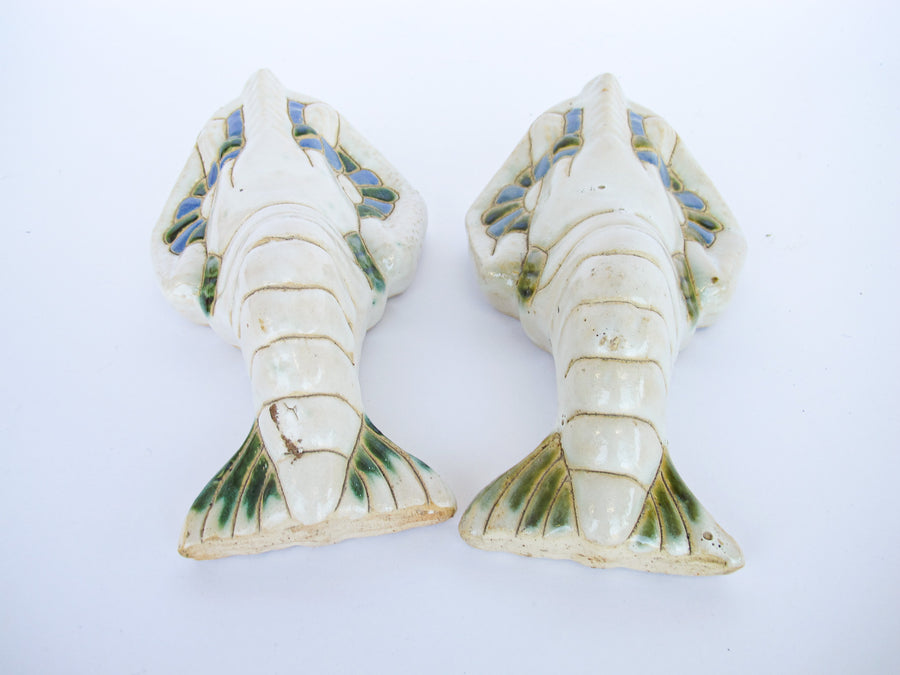 Antique Ceramic Asian Lobster Wall Vase (Sold Seperately)