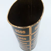 Midcentury Harvell Metal Trash Bin Waste basket Vintage Black with Copper Metallic Design