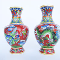 Enameled Antique AsianCloisonne Vases with Dragons (Sold Separately)