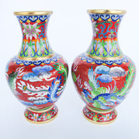 Enameled Antique AsianCloisonne Vases with Dragons (Sold Separately)