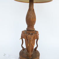 Wood Carved Elephant Base Table Lamp with Shade