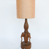 Wood Carved Elephant Base Table Lamp with Shade