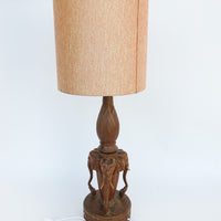 Wood Carved Elephant Base Table Lamp with Shade