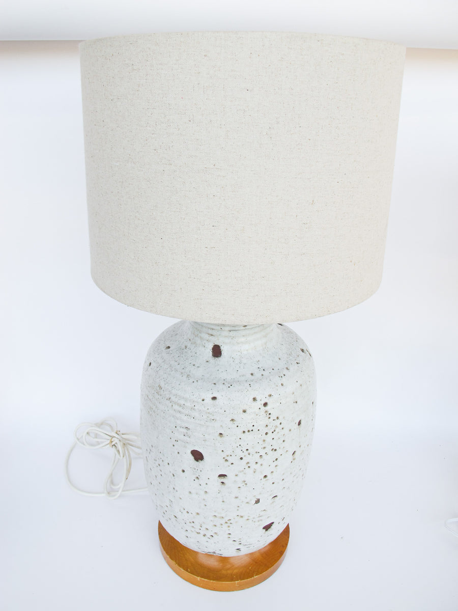 Ceramic Lamp Base with White Lava Glaze Finish