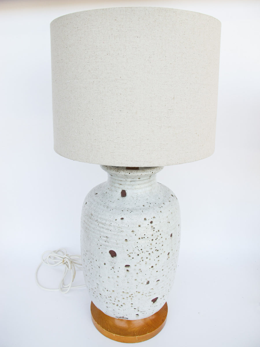 Ceramic Lamp Base with White Lava Glaze Finish