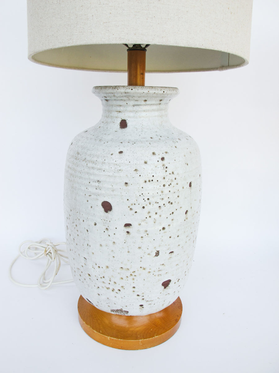 Ceramic Lamp Base with White Lava Glaze Finish