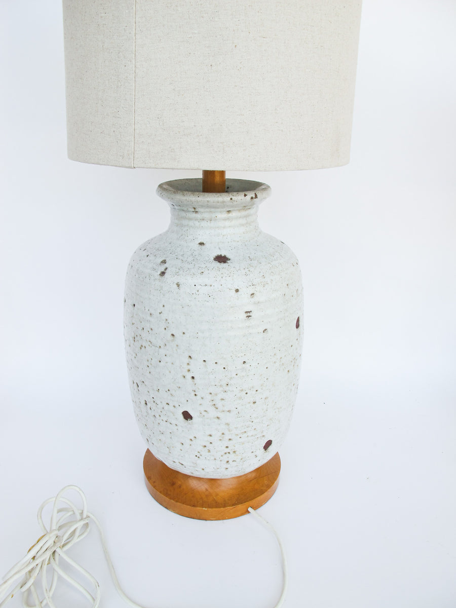 Ceramic Lamp Base with White Lava Glaze Finish