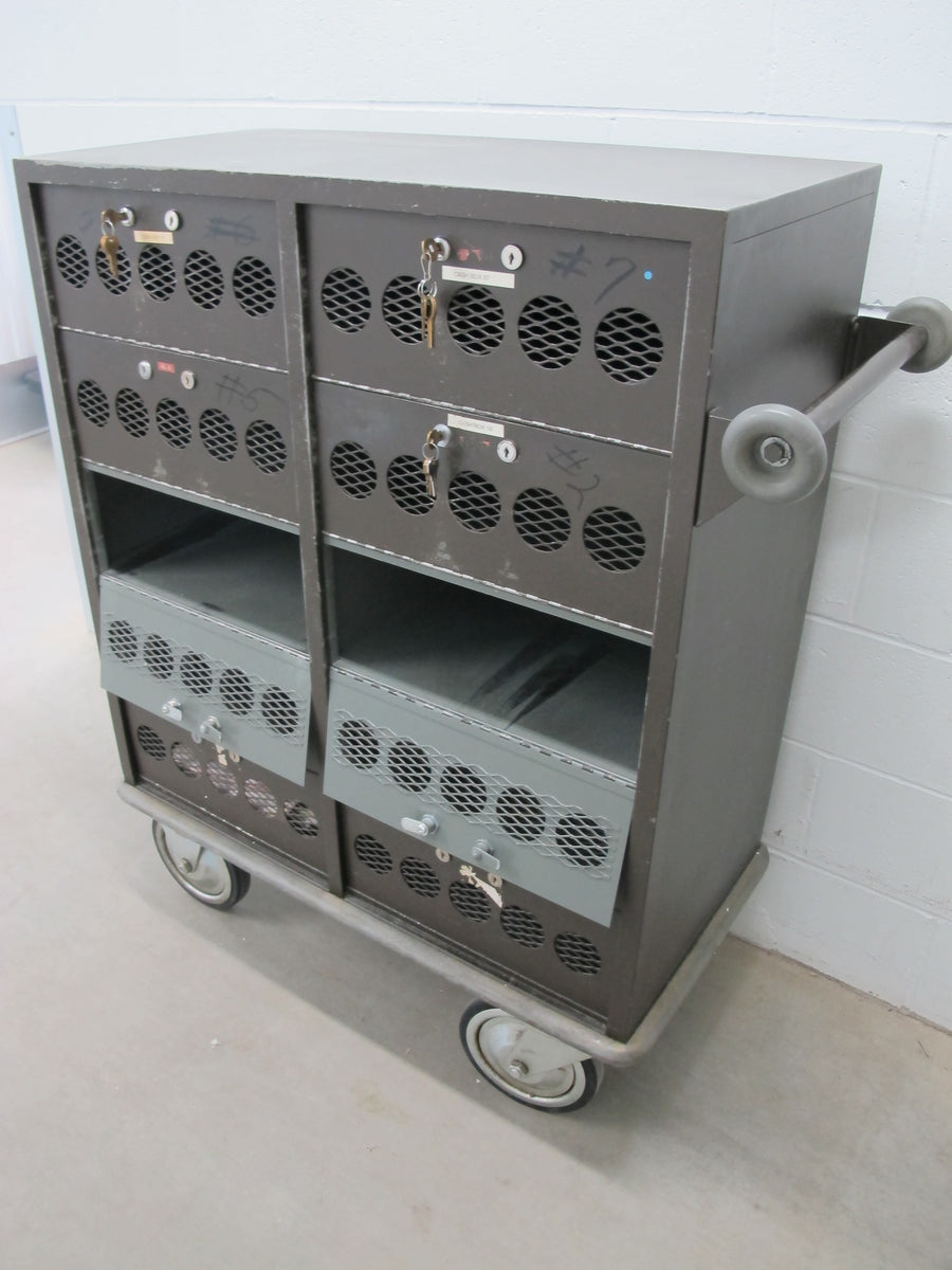 Rolling Industrial Locker Cabinet with 10 Lockers