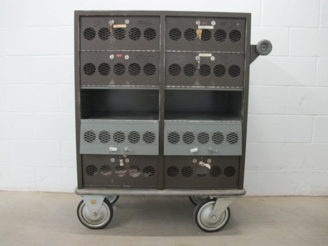 Rolling Industrial Locker Cabinet with 10 Lockers