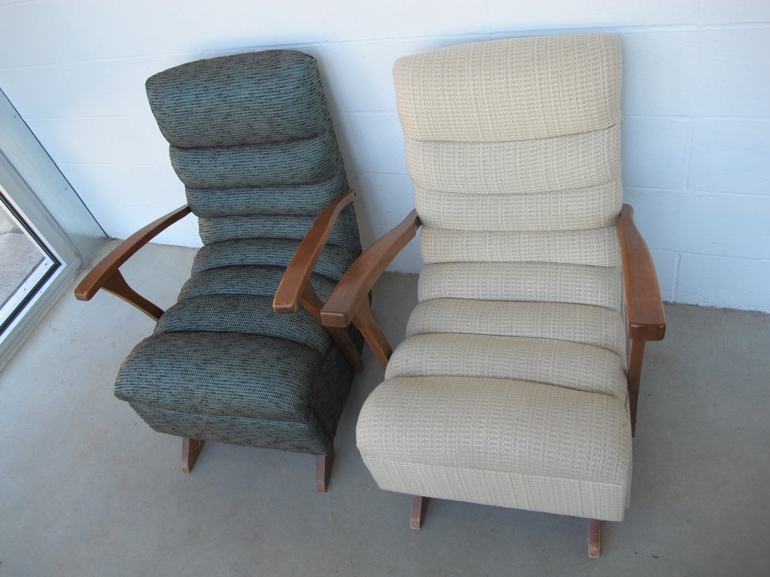 Montchalin Manufacturing Company Portland Oregon Upholstered Midcentury Rocking Chairs