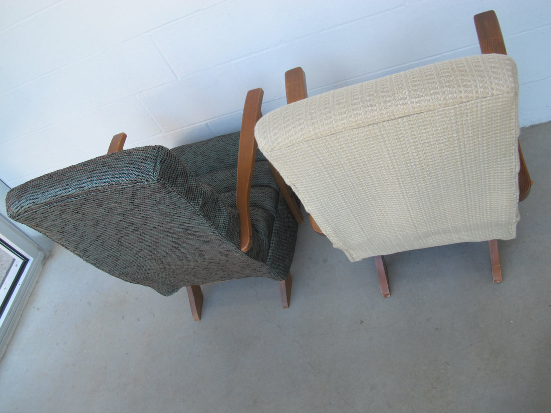 Upholstered Midcentury Rocking Caterpillar Chairs Made in Portland Oregon (Sold Individually)