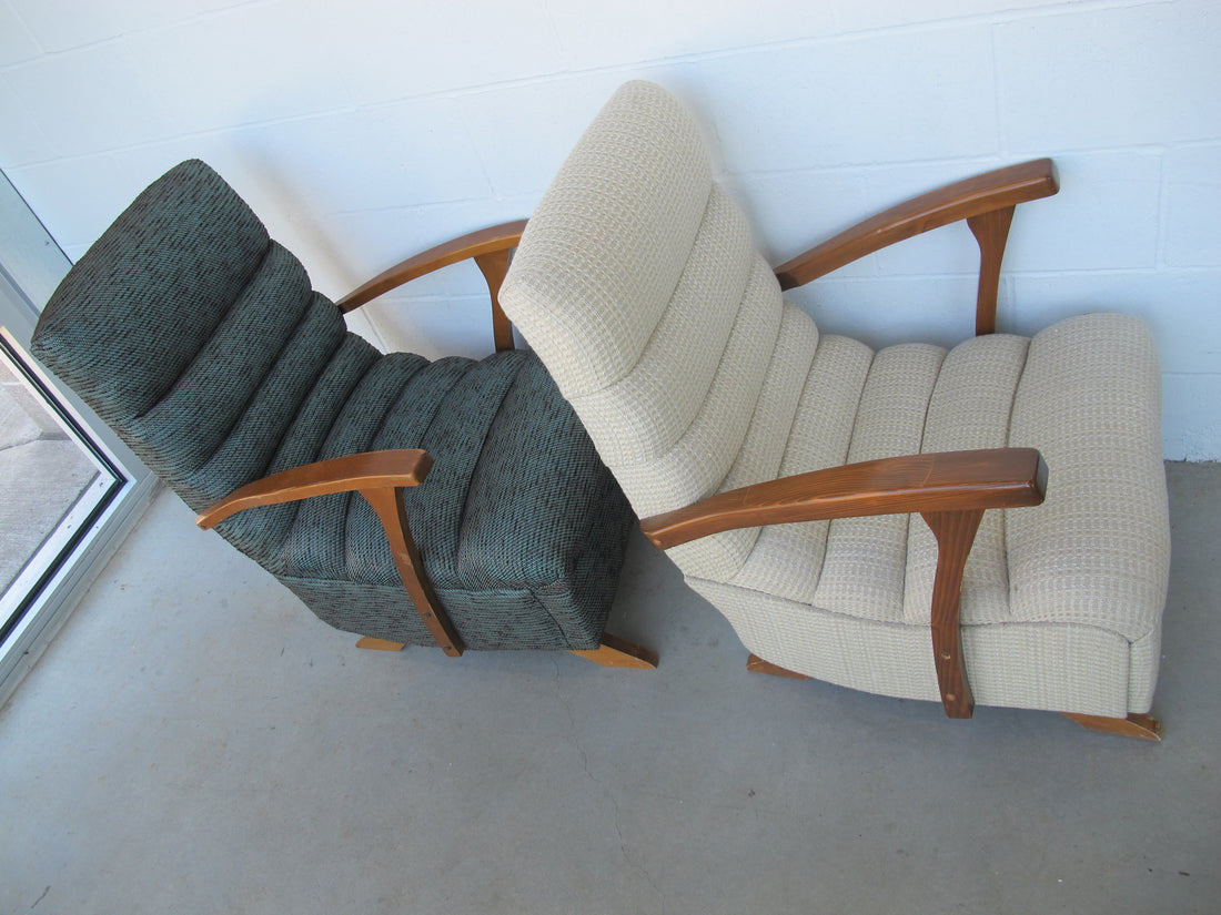 Upholstered Midcentury Rocking Caterpillar Chairs Made in Portland Oregon (Sold Individually)