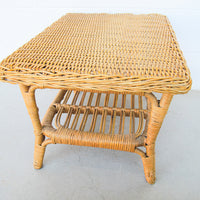 Woven Two-Tier Wicker Rattan Coffee Table