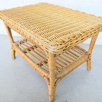 Woven Two-Tier Wicker Rattan Coffee Table