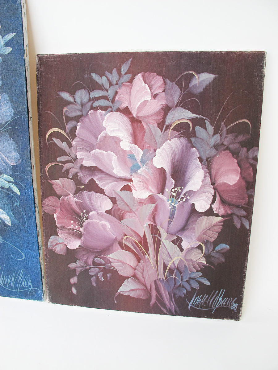 1980s Retro Floral Flower Paintings by Lowell Speers