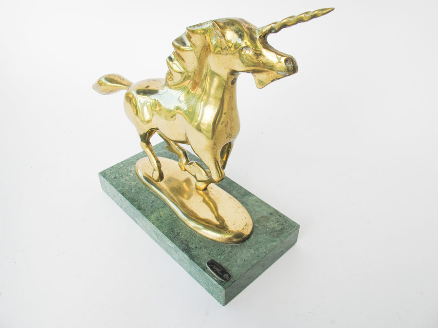 Brass Bijan Unicorn on Marble Base