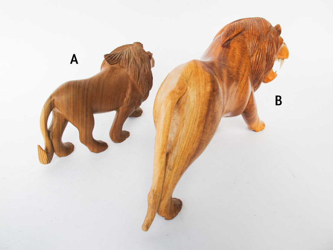 Handcarved Wood Lion Figures (Each Sold Separately)