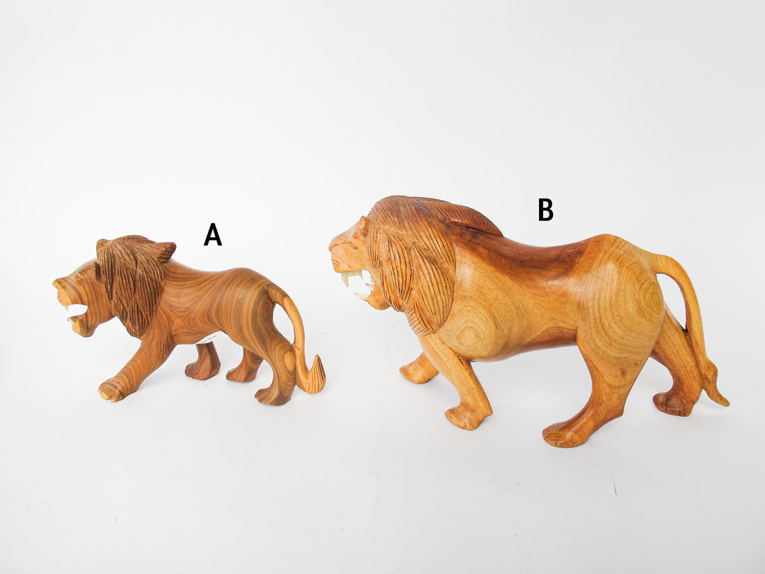 Handcarved Wood Lion Figures (Each Sold Separately)