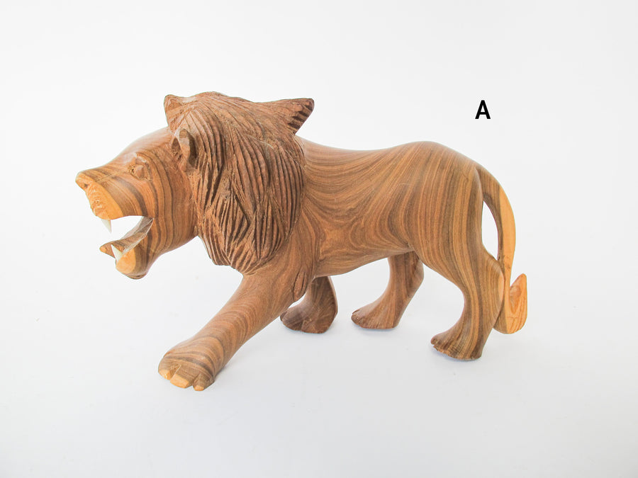 Handcarved Wood Lion Figures (Each Sold Separately)