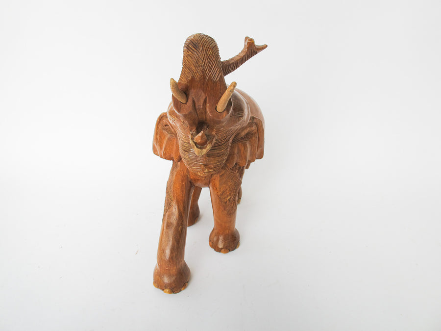 Hand Carved Wood Elephant Large Vintage