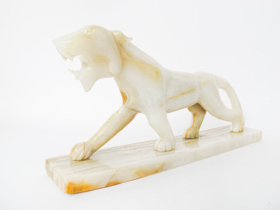 Onyx Stone Tiger Sculpture Statue from Mexico