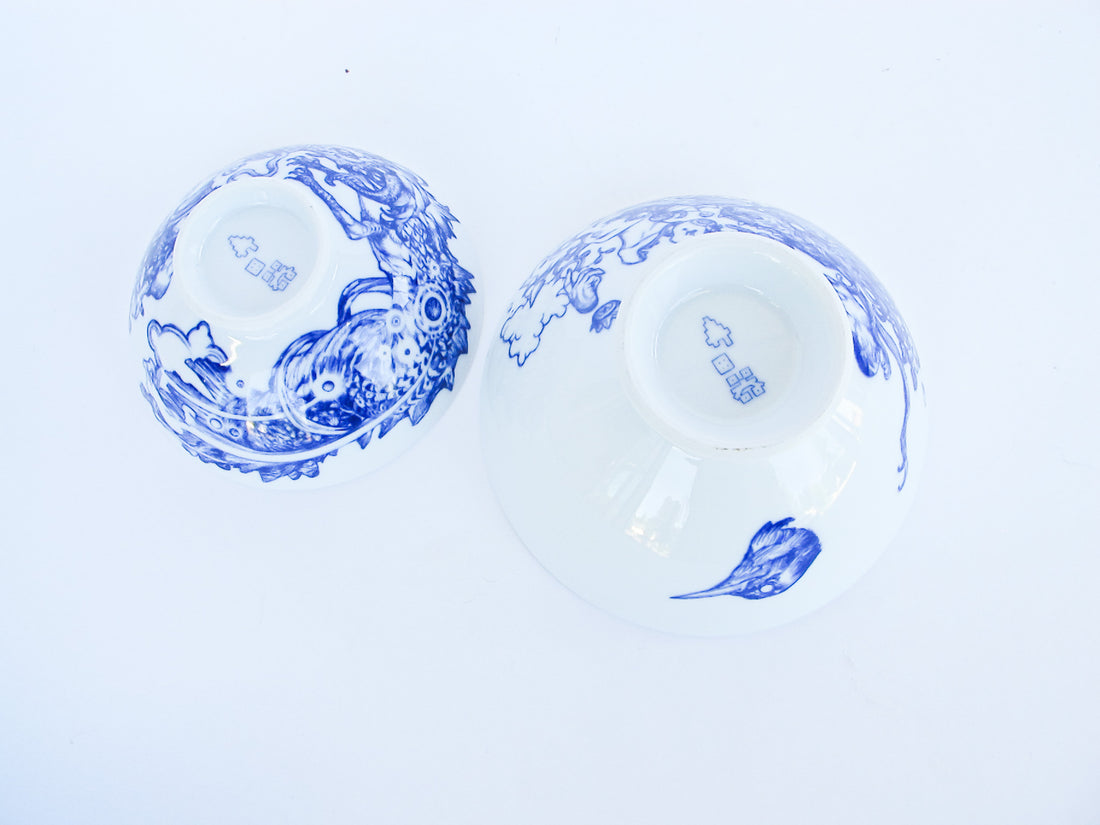 Porcelain Ceramic Ramen Bowls and Pufferfish Ceramic Pitcher (Sold Individually)