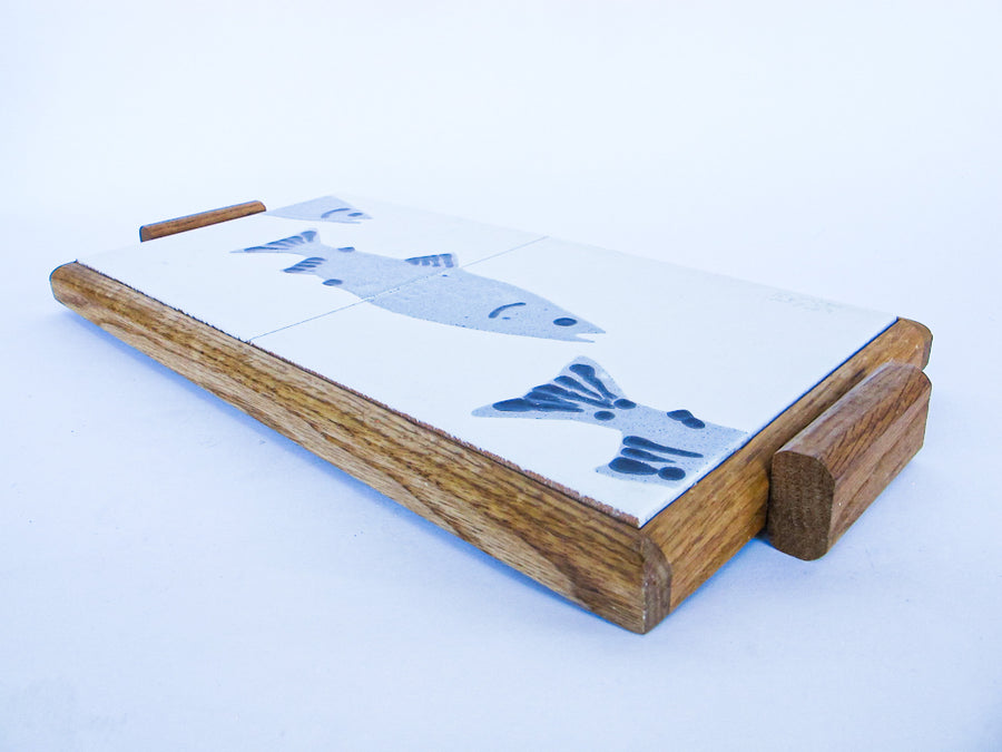 Oak and Fish Tile Tray Trivet