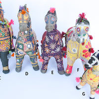 Rajasthani Fabric stuffed Horses Vintage Embroidered Animals India (Sold Separately)