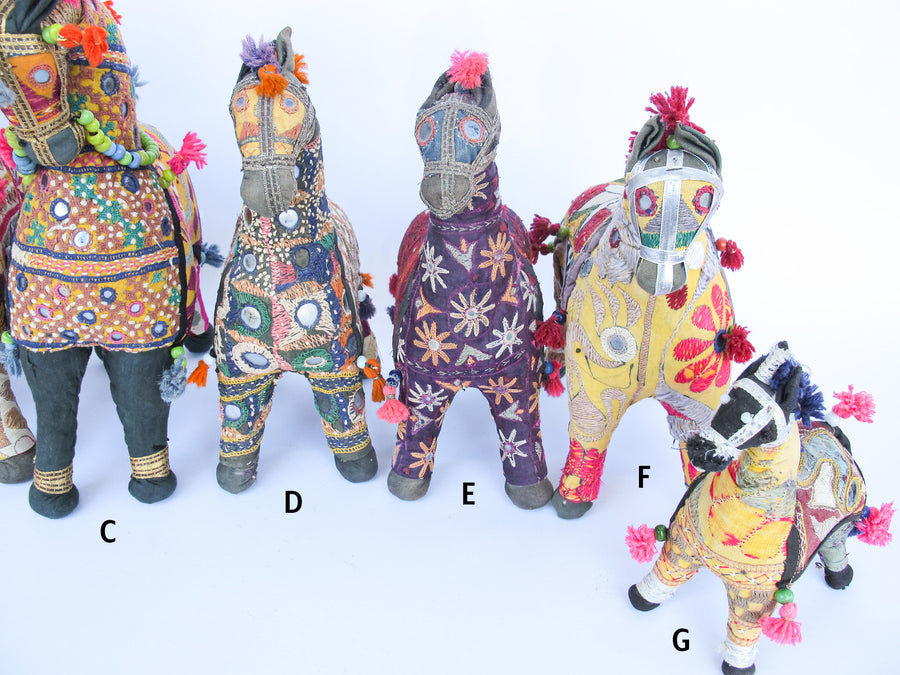 Rajasthani Fabric stuffed Horses Vintage Embroidered Animals India (Sold Separately)