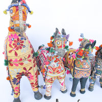 Rajasthani Fabric stuffed Horses Vintage Embroidered Animals India (Sold Separately)