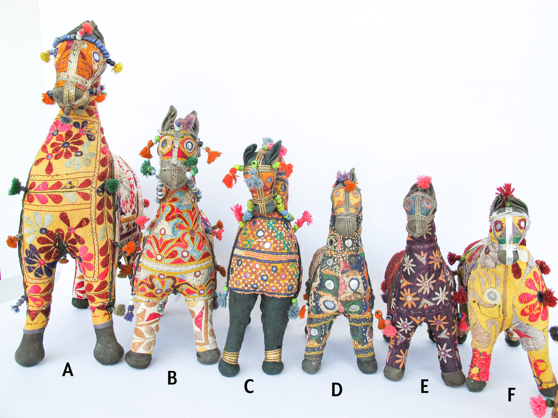 Rajasthani Fabric stuffed Horses Vintage Embroidered Animals India (Sold Separately)