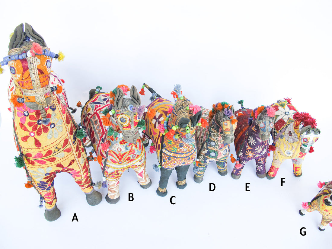 Rajasthani Fabric stuffed Horses Vintage Embroidered Animals India (Sold Separately)