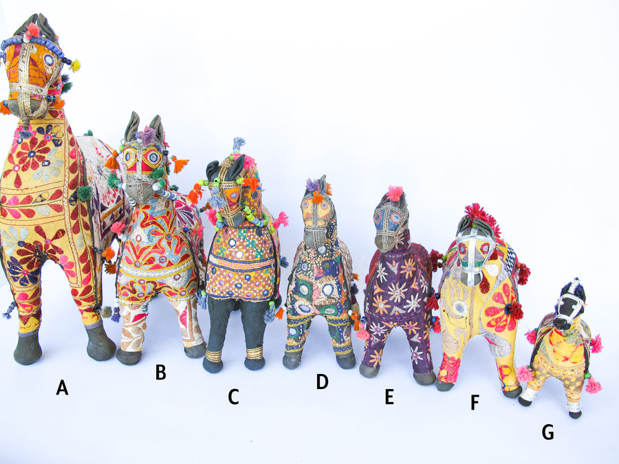 Rajasthani Fabric stuffed Horses Vintage Embroidered Animals India (Sold Separately)