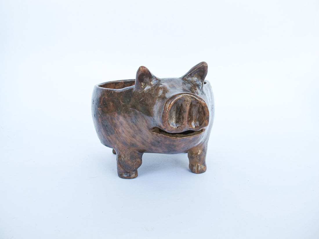 Sculpted Clay Studio Pottery Pig Dish