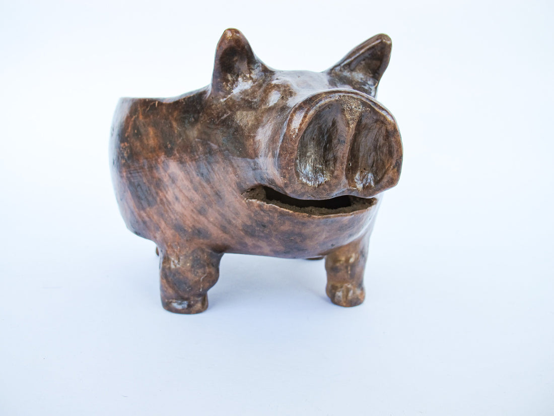 Sculpted Clay Studio Pottery Pig Dish