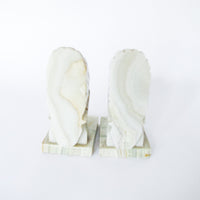 White Marble Onyx Native American Bookends