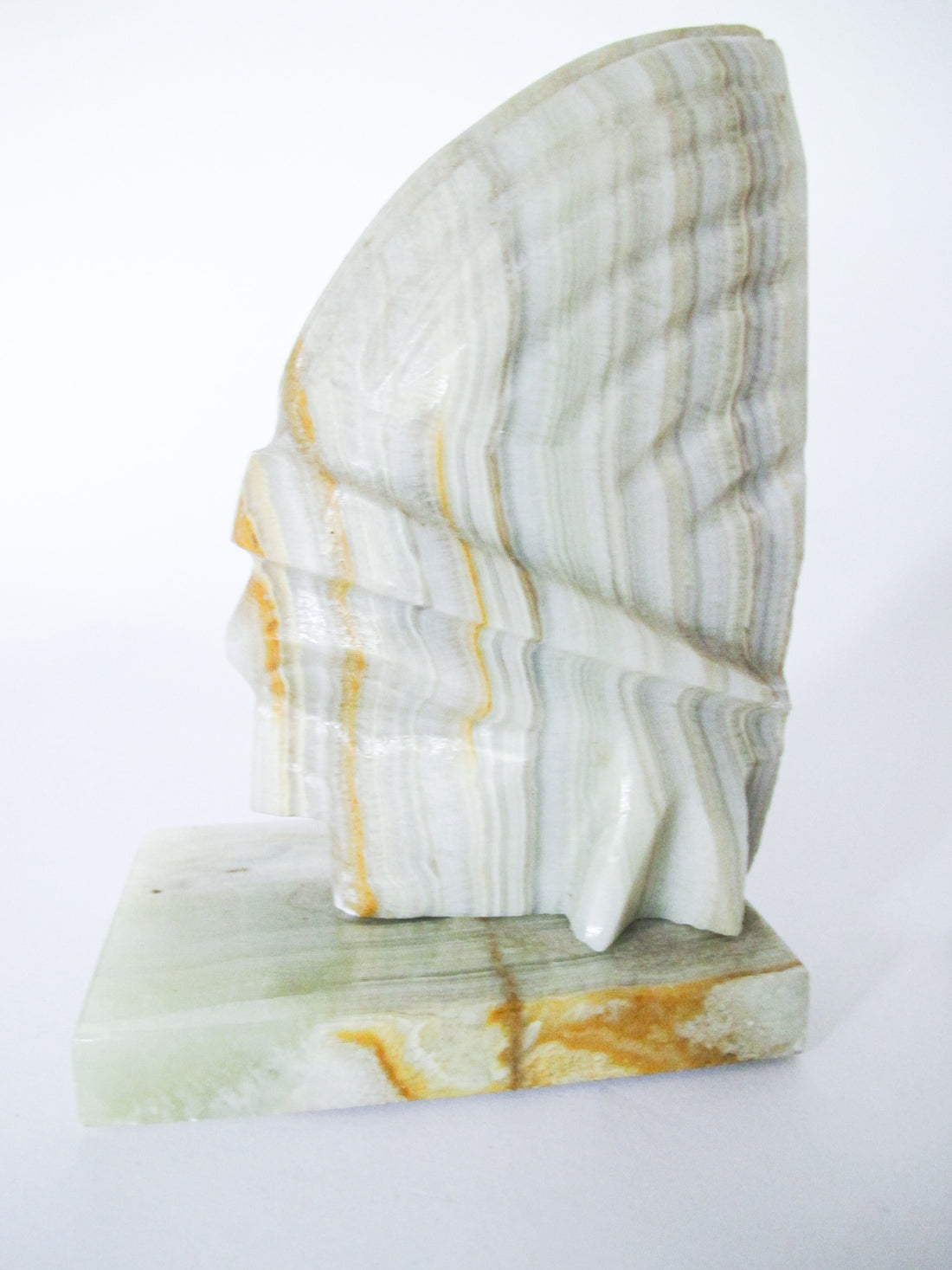 White Marble Onyx Native American Bookends