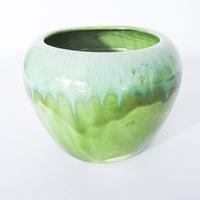 Atomic Midcentury Vintage Drip Glaze Green Plant Pot