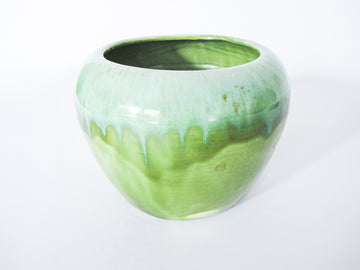 Atomic Midcentury Vintage Drip Glaze Green Plant Pot