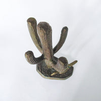 Brass Saguaro Cactus and Roadrunner Sculpture Statue