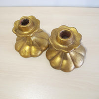 Candlestick Holders Gold Painted Ceramic 552 USA signed Vintage Freeman McFarlin pottery