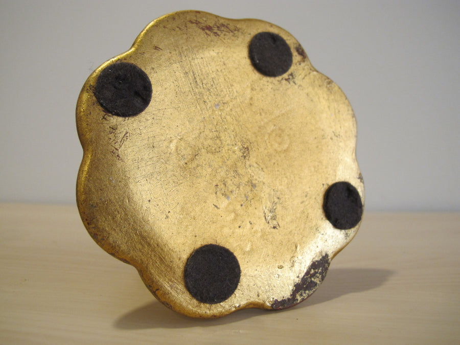 Candlestick Holders Gold Painted Ceramic 552 USA signed Vintage Freeman McFarlin pottery